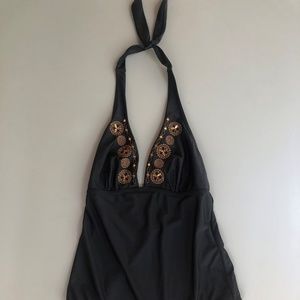 Black Halter One Piece Swim Suit in Women Size 14